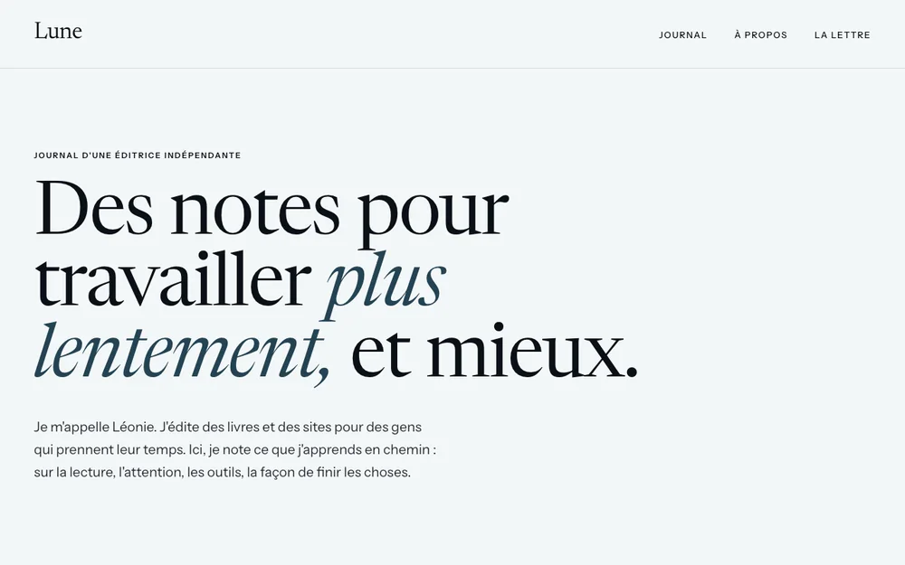 Aperçu de l'univers Lune : journal éditorial.