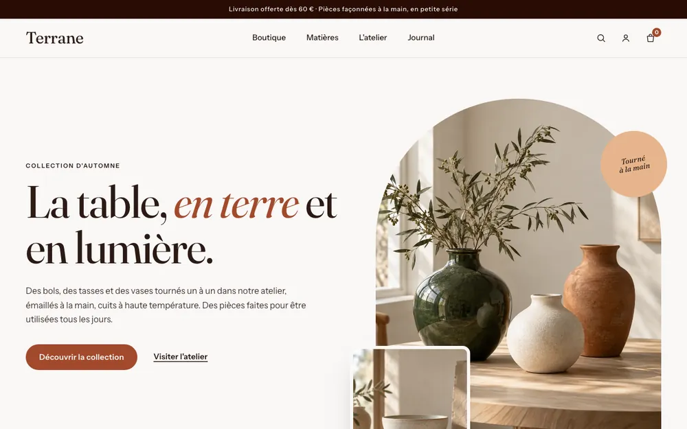 Aperçu de l'univers Maison & objet : boutique de céramique.