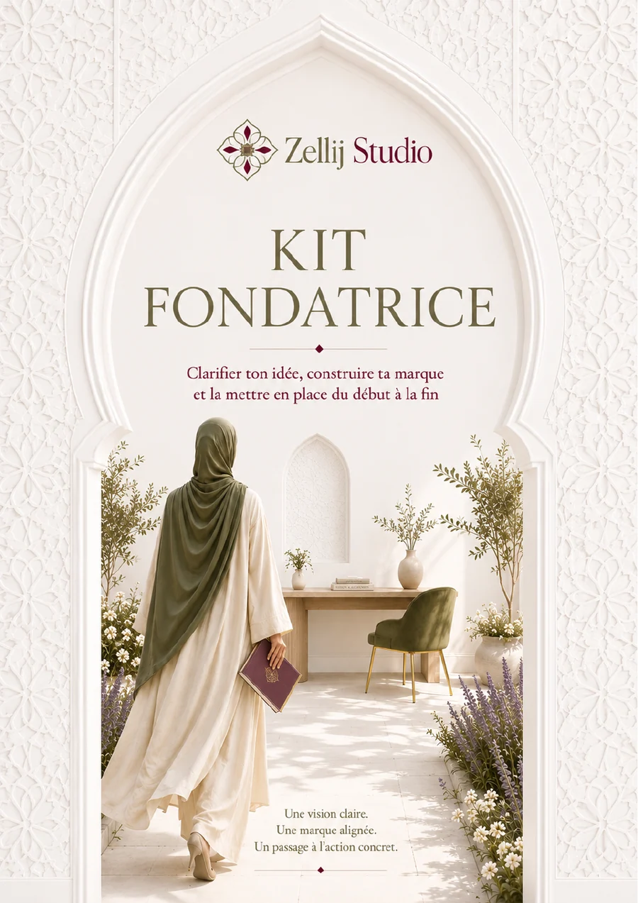 Couverture du Kit Fondatrice Zellij Studio : arche de plâtre blanc, titre en Newsreader